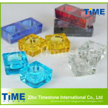 Solid Colored Glass Square Tealight Candle Holders